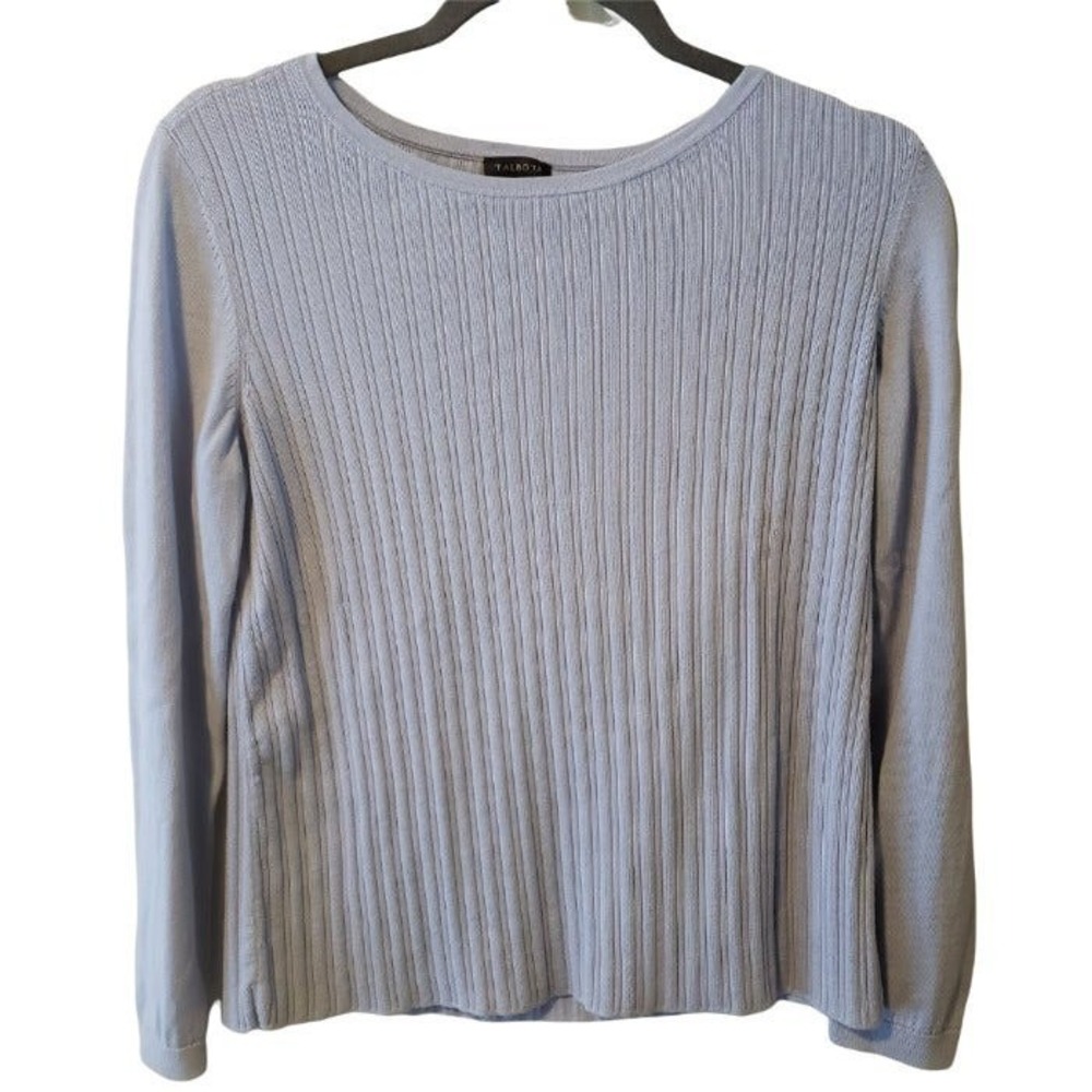 Talbots Ribbed Periwinkle Sweater with Button Accents on Shoulder | Size M